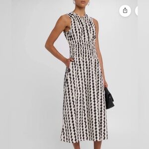 NWT Rails Ilona Midi Dress Cotton Ivory Shibori Black White Small